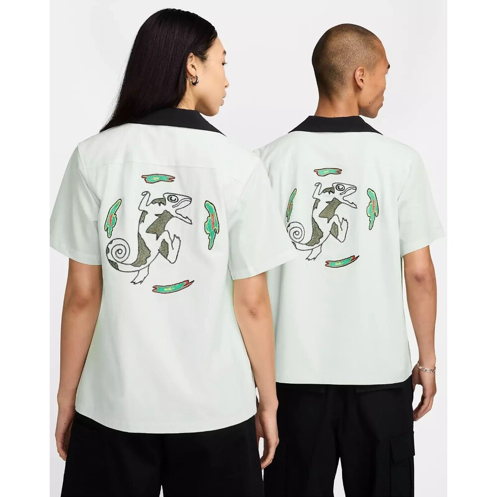 Nike SB Olympics 2024 S/S Bowler Shirt Barely Green/Black FZ4059-394 Size Large